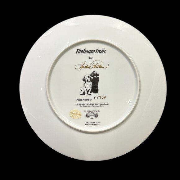 Dalmatian Puppies Collector Plate, "Firehouse Frolic" Puppy Art Plate - Picture 5 of 5